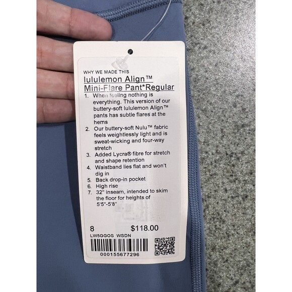 Lululemon Align High Rise Mini Flare Pant 32" Blue Stretch Performace Size 8 - Picture 11 of 11